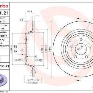 Brzdový kotouč BREMBO 08.N258.21 Brzdový kotouč BREMBO 08.N258.21