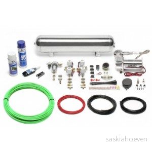 sada pro vzduchové snížené podvozky, kompresor 444, 19 l chrom – zásobník, ukazatel černý, LFKIT41