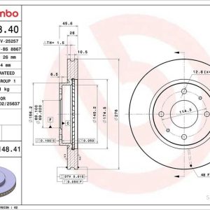 BRE 09.A148.41 Brzdový kotouč BREMBO PRIME – lakovaný 487867 BRE 09.A148.41 Brzdový kotouč BREMBO PRIME – lakovaný 487867