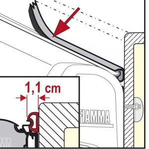 Těsnění mezery markýzy Fiamma Kit Rain Guard S délka 550 cm pryžový těsnicí profil proti zatékání deště na rovnou stěnu karavanu 306330