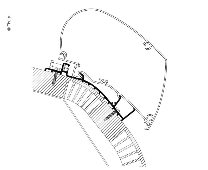 Adaptér střešní Thule pro markýzy Omnistor, Carthago Chic (od r. v. 2014), 5,5 m 313538