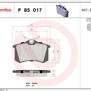 BRE P85 017 Brzdové destičky, sada Brembo P85 017 1013609