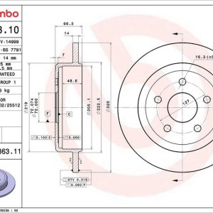 Brzdový kotouč BREMBO 08.A863.10 Brzdový kotouč BREMBO 08.A863.10