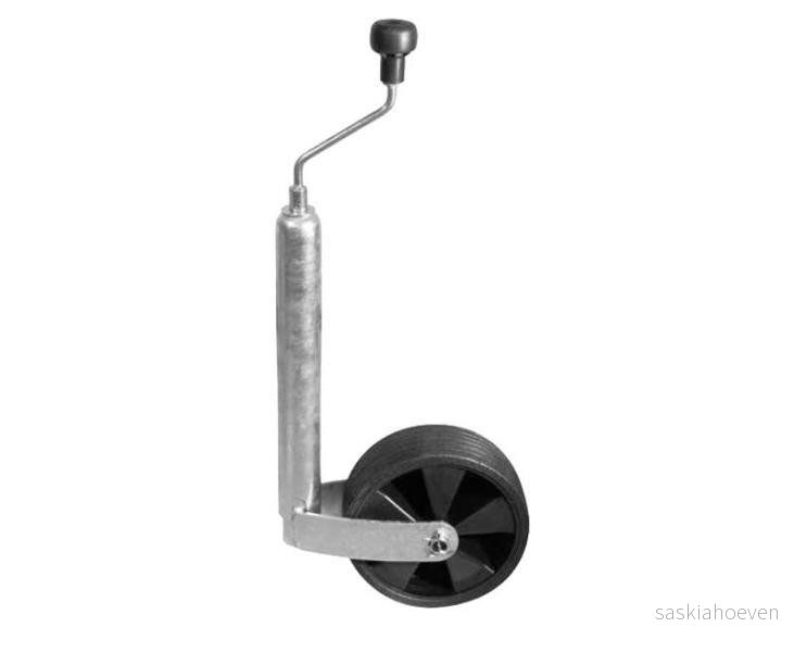 Kolo opěrné pro přívěsy průměr trubky 48 mm plná guma 210 × 65 mm nosnost 150 kg plastový ráfek 311057