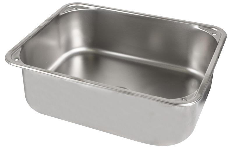Dřez nerezový kompaktní typ E pro vestavbu, rozměry 375 × 300 × 120 mm, hmotnost 1,2 kg 309436