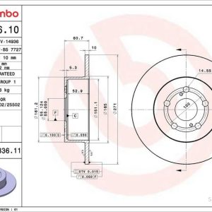 Brzdový kotouč BREMBO 08.A336.10 Brzdový kotouč BREMBO 08.A336.10