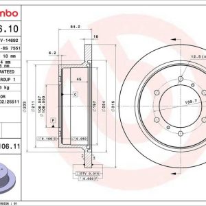 Brzdový kotouč BREMBO 08.7106.10 Brzdový kotouč BREMBO 08.7106.10