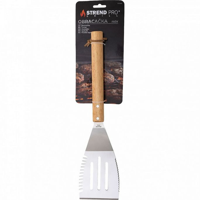 Obracečka grilovací, nerez s pogumovanou dřevěnou rukojetí, 41 cm 300518