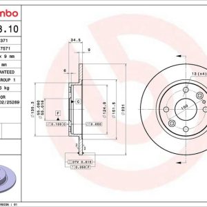 Brzdový kotouč BREMBO 08.7378.10 Brzdový kotouč BREMBO 08.7378.10