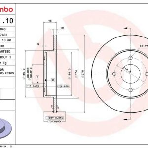 Brzdový kotouč BREMBO 08.9461.10 Brzdový kotouč BREMBO 08.9461.10