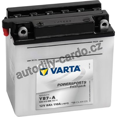 Moto baterie VARTA VT 508013 8Ah 80A 12V L+ Y6 FUNSTART FRESHPACK /137x76x134/ YB7-A Moto baterie VARTA VT 508013 8Ah 80A 12V L+ Y6 FUNSTART FRESHPACK /137x76x134/ YB7-A