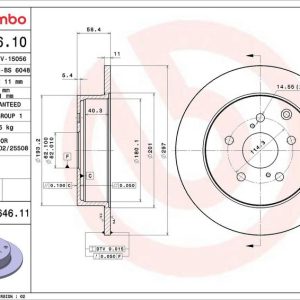 Brzdový kotouč BREMBO 08.B646.11 Brzdový kotouč BREMBO 08.B646.11