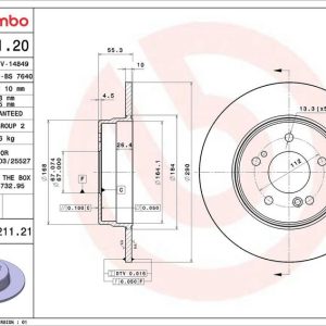 Brzdový kotouč BREMBO 08.7211.21 Brzdový kotouč BREMBO 08.7211.21