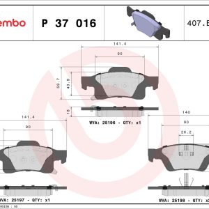 BRE P37 016 Sada brzdových destiček BREMBO PRIME 484113 BRE P37 016 Sada brzdových destiček BREMBO PRIME 484113