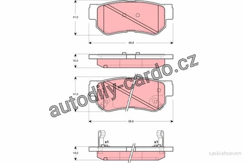 Sada brzdových destiček TRW GDB3282 - HYUNDAI SONATA