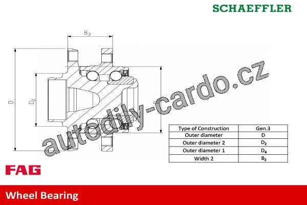 Sada ložisek kol FAG 713644320 - OPEL ASTRA H přední 1.4 1.6 1.7CDTI 1.8 03.2004 - 5 šroubů