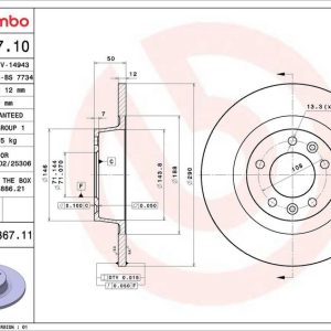 Brzdový kotouč BREMBO 08.9367.11 Brzdový kotouč BREMBO 08.9367.11