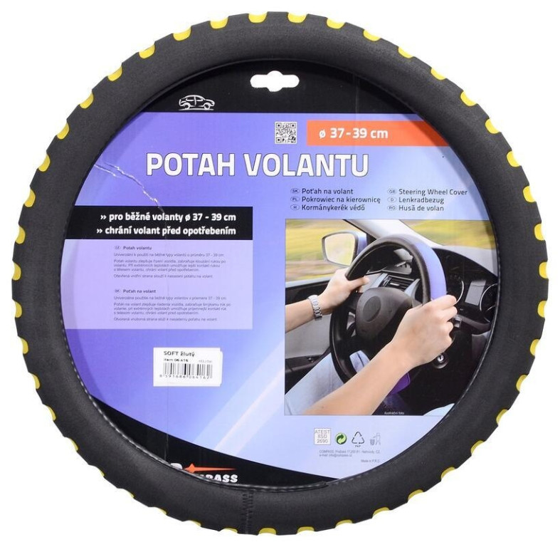Potah volantu SOFT žlutý 37-39cm 625777