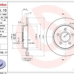 Brzdový kotouč BREMBO 08.A725.10 Brzdový kotouč BREMBO 08.A725.10