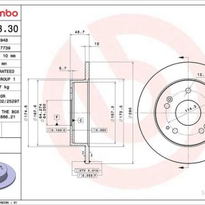 Brzdový kotouč BREMBO 08.5803.30 Brzdový kotouč BREMBO 08.5803.30