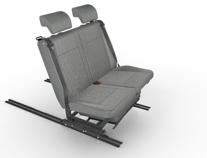 Sedadlo rozkládací dvojsedák S2 (Anthrazit), posuvné do kolejnic, pro Mercedes a PSA 307615