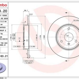 Brzdový kotouč BREMBO 08.8163.21 Brzdový kotouč BREMBO 08.8163.21