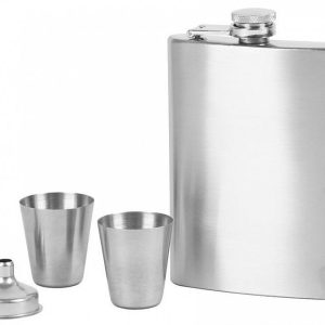 Placatka nerezová s pohárky a nálevkou, objem 235ml, dárkové balení 300525 Placatka nerezová s pohárky a nálevkou, objem 235ml, dárkové balení 300525
