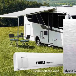 Markýza kazetová nástěnná Thule Omnistor 5200, 2,6 m (pouzdro Bílá, plátno Mystic Grey, výsuv 2,0 m) 312439