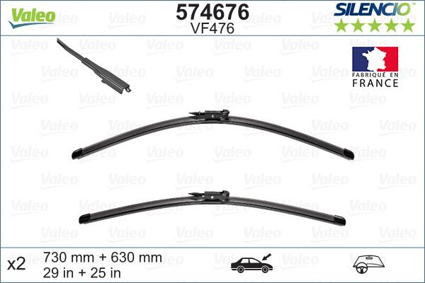 ST VF476 Stěrače VALEO SILENCIO 730 mm + 630 mm - ploché 873165
