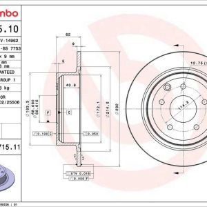 Brzdový kotouč BREMBO 08.A715.10 Brzdový kotouč BREMBO 08.A715.10