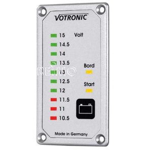 Zkoušečka napětí baterií Duo S kontrolní panel pro palubní a startovací akumulátor 12 V vestavná hloubka 15 mm 302596