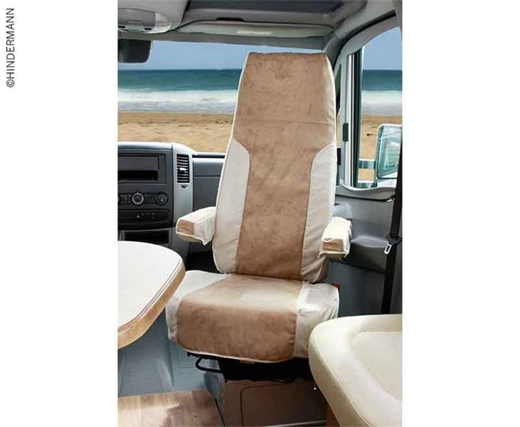 Potah sedadla ochranný 2dílný Hindermann pro Fiat Ducato Typ 250/290 a sedadla ISRI (od 2007, velur/imitace kůže Alcatraz, béžový/pískový) 308016