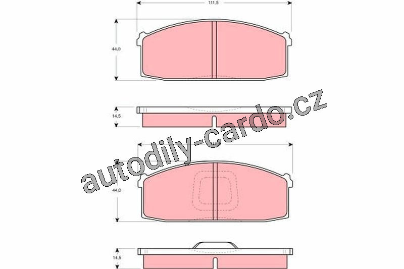 Sada brzdových destiček TRW GDB213 - NISSAN BLUEBIRD, LAUREL, STANZA